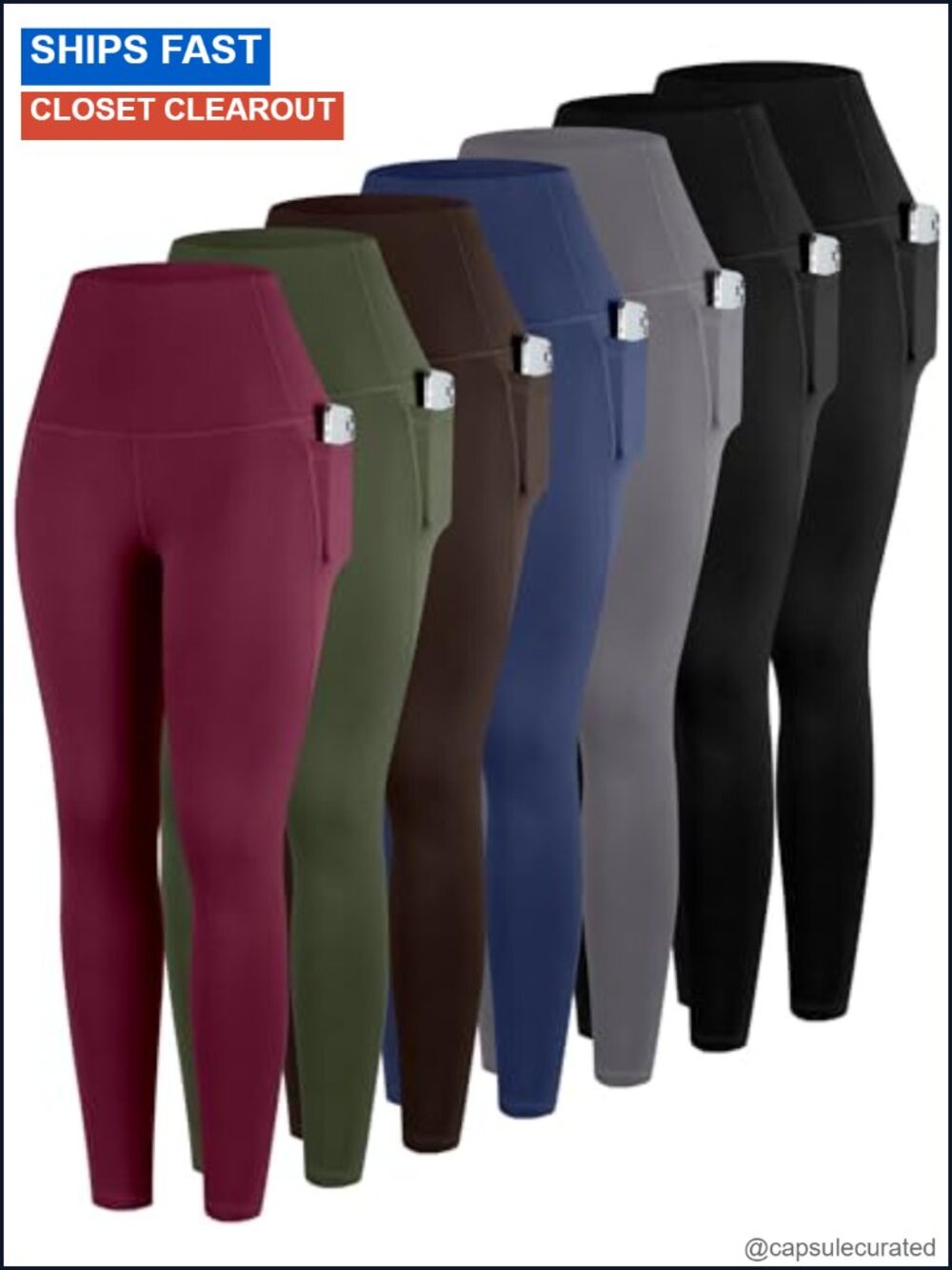 High Waisted Leggings with Pockets 7 Pack